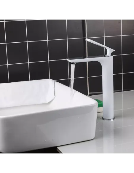 Змішувач для умивальника Frap F1052-56 високий, одноважільний, білий