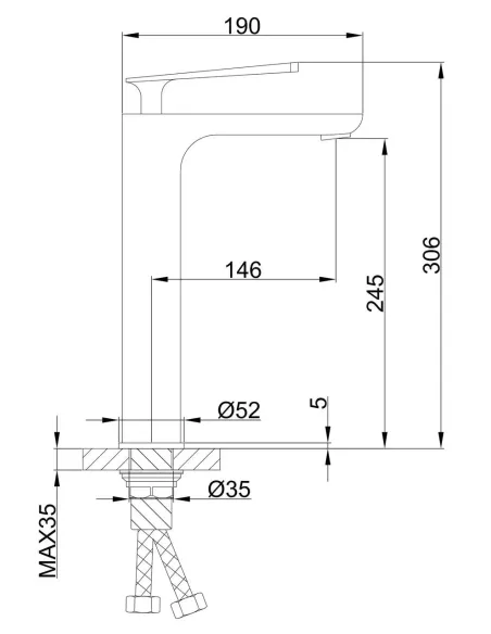 Змішувач для умивальника Frap F1052-57 високий, одноважільний, чорний