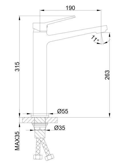 Змішувач для умивальника Frap F1061-2 високий, одноважільний, хром