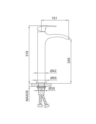 Смеситель для умывальника Frap F1069-2 высокий, однорычажный, хром