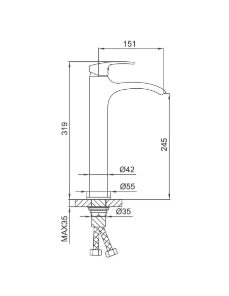 Змішувач для умивальника Frap F1069-2 високий, одноважільний, хром