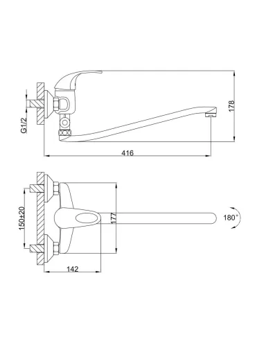Змішувач для ванни Frap F2103 з душовим набором, хром.
