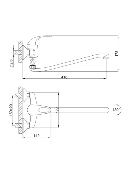 Змішувач для ванни Frap F2103 з душовим набором, хром.