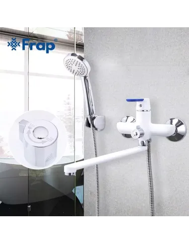 Смеситель для ванны Frap F2234 с душевым набором, белый