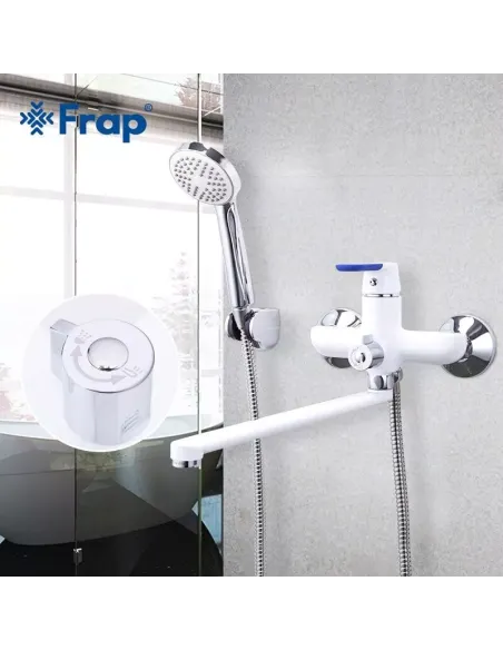 Смеситель для ванны Frap F2234 с душевым набором, белый