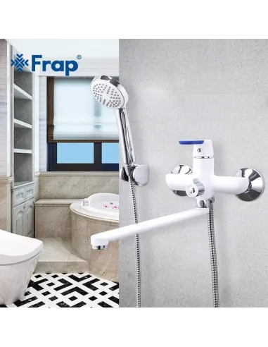Змішувач для ванни Frap F2234 з душовим набором, білий.