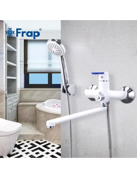 Смеситель для ванны Frap F2234 с душевым набором, белый