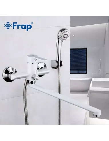 Смеситель для ванны Frap F2241 с душевым набором, белый