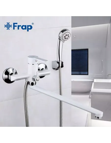 Смеситель для ванны Frap F2241 с душевым набором, белый