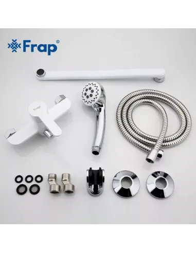 Смеситель для ванны Frap F2241 с душевым набором, белый