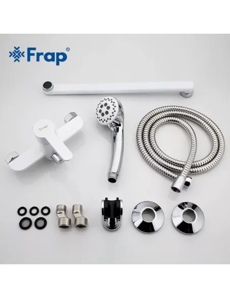 Смеситель для ванны Frap F2241 с душевым набором, белый
