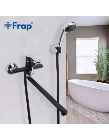Смеситель для ванны Frap F2242 с душевым набором, черный