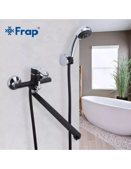 Змішувач для ванни Frap F2242 з душовим набором, чорний.