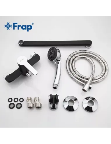 Смеситель для ванны Frap F2242 с душевым набором, черный