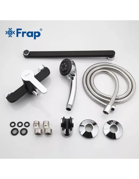 Смеситель для ванны Frap F2242 с душевым набором, черный