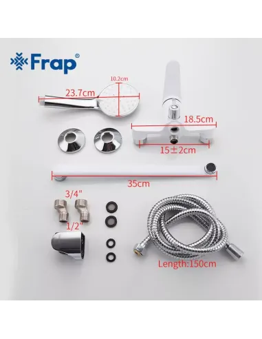 Смеситель для ванны Frap F2245 с душевым набором, белый