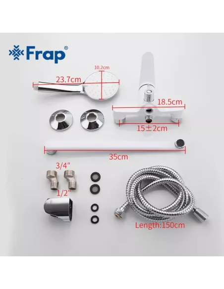Смеситель для ванны Frap F2245 с душевым набором, белый