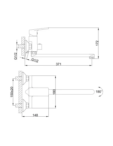 Смеситель для ванны Frap F2246 с душевым набором, хром