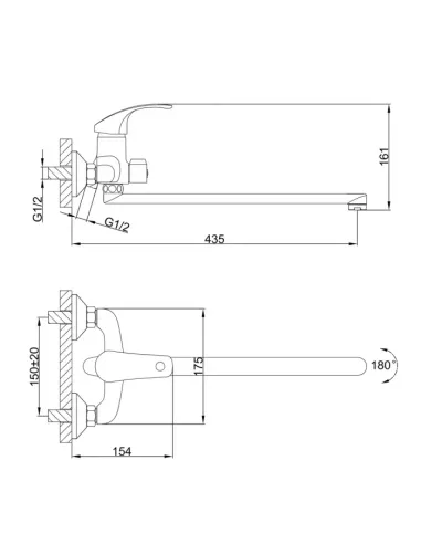 Змішувач для ванни Frap F2236 з душовим набором, хром.