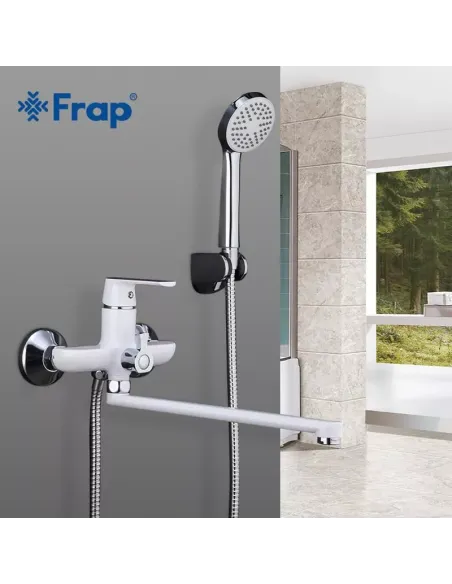 Смеситель для ванны Frap F2231 с душевым набором, белый