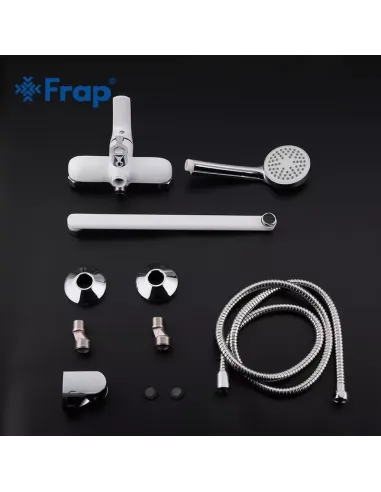 Смеситель для ванны Frap F2231 с душевым набором, белый