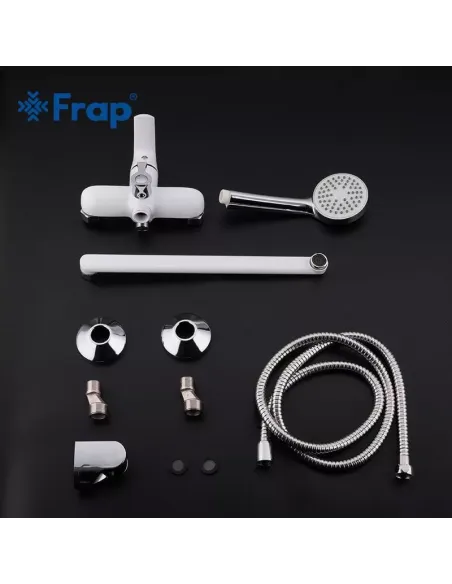 Смеситель для ванны Frap F2231 с душевым набором, белый