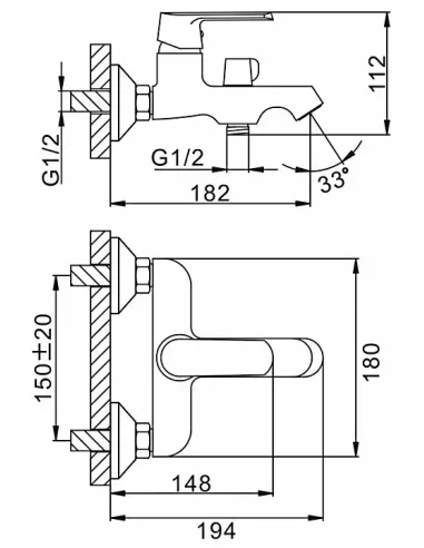 Змішувач для ванни Frap F2231 з душовим набором, білий.