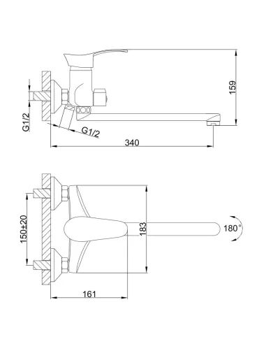 Змішувач для ванни Frap F22001 з душовим набором, хром.