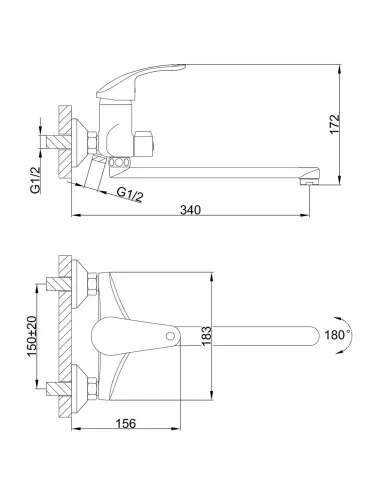 Змішувач для ванни Frap F22021 з душовим набором, хром.
