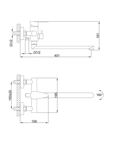 Смеситель для ванны Frap F2248 с душевым набором, нержавеющая сталь