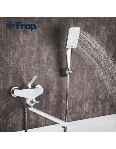 Смеситель для ванны Frap F2258 с душевым набором, белый