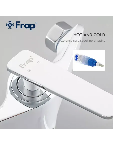 Змішувач для ванни Frap F2258 з душовим набором, білий.