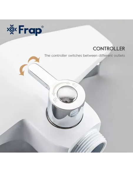 Смеситель для ванны Frap F2258 с душевым набором, белый