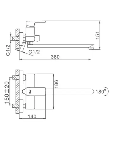 Змішувач для ванни Frap F2260 з душовим набором, хром.