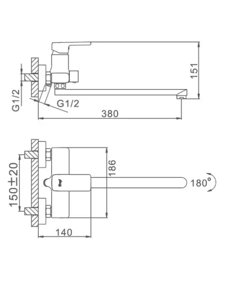 Змішувач для ванни Frap F2260 з душовим набором, хром.