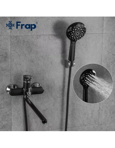 Смеситель для ванны Frap F2249-6 с душевым набором, черный