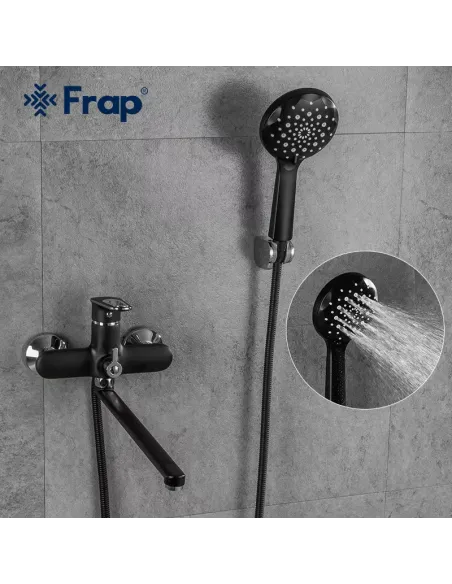 Смеситель для ванны Frap F2249-6 с душевым набором, черный