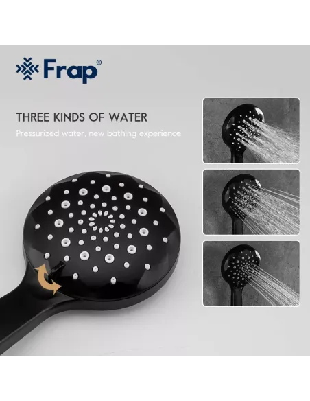 Змішувач для ванни Frap F2249-6 з душовим набором, чорний.