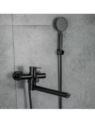 Змішувач для ванни Frap F22801-6 із душовим набором, чорний.