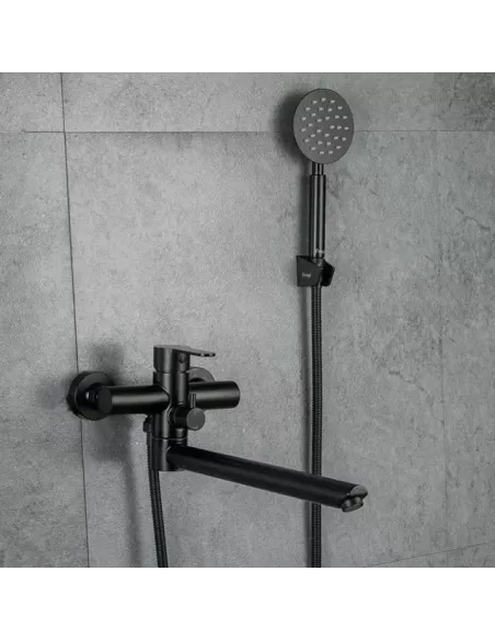 Смеситель для ванны Frap F22801-6 с душевым набором, черный