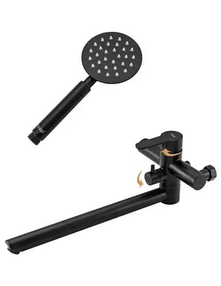 Змішувач для ванни Frap F22801-6 із душовим набором, чорний.