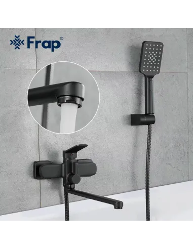 Смеситель для ванны Frap F2262 с душевым набором, черный
