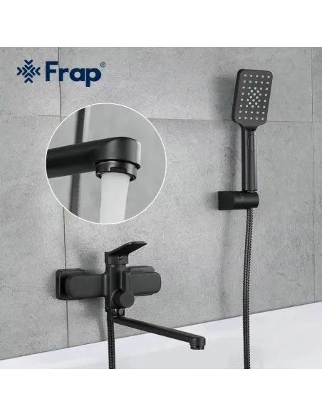 Смеситель для ванны Frap F2262 с душевым набором, черный