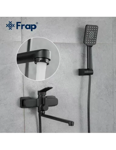 Смеситель для ванны Frap F2262 с душевым набором, черный