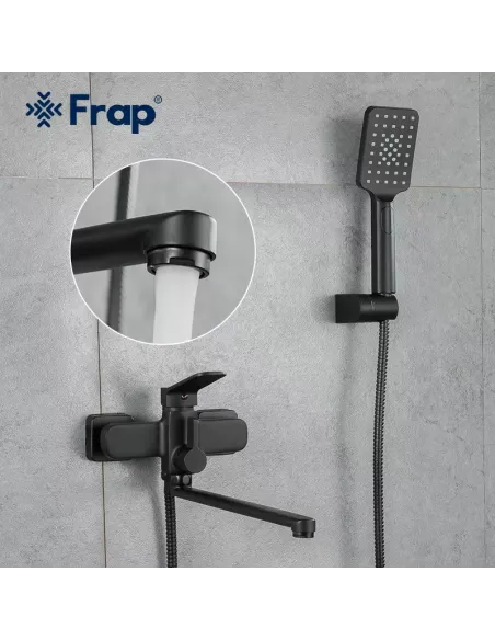 Змішувач для ванни Frap F2262 із душовим набором, чорний.