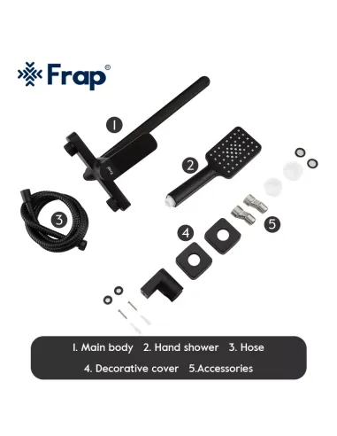 Смеситель для ванны Frap F2262 с душевым набором, черный