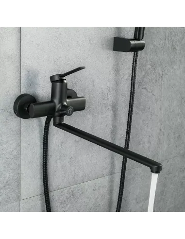 Змішувач для ванни F2267-6 із душовим набором, чорний.