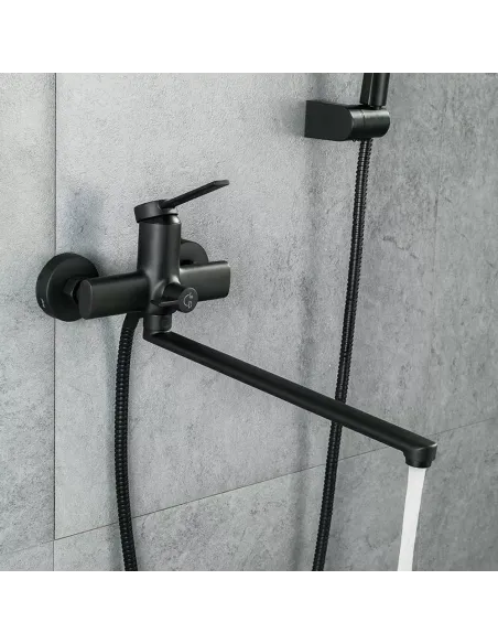 Змішувач для ванни F2267-6 із душовим набором, чорний.