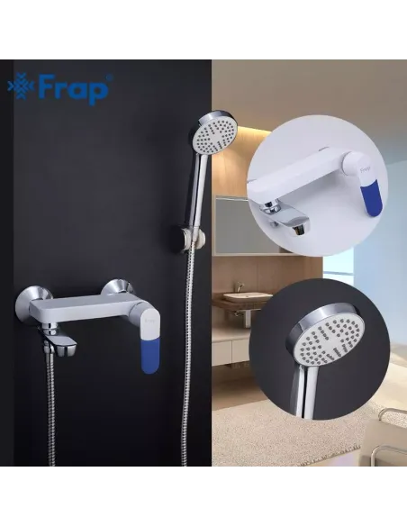 Смеситель для ванны Frap F3234 с душевым набором, белый