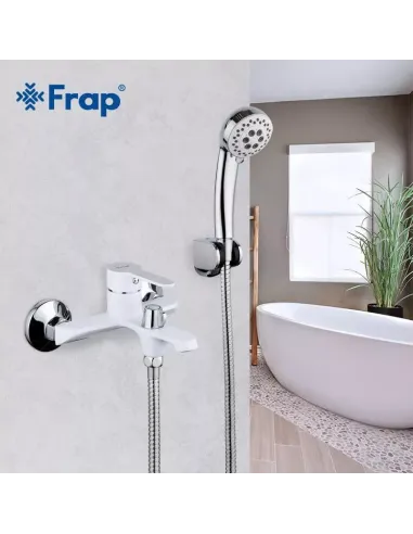 Змішувач для ванни Frap F3241 з душовим набором, білий.